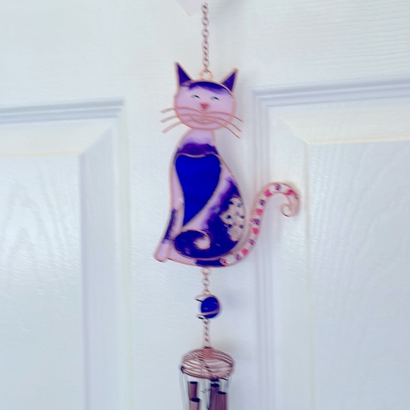 NWT Cat Windchime, stained glass with glass balls - Picture 2 of 5